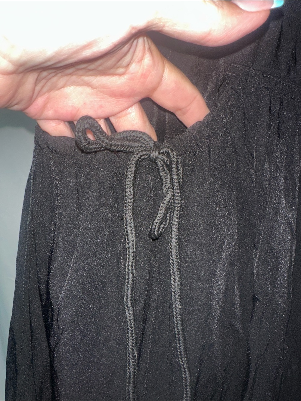 Black Wide-Leg Drawstring Pant - Picture 2 of 7